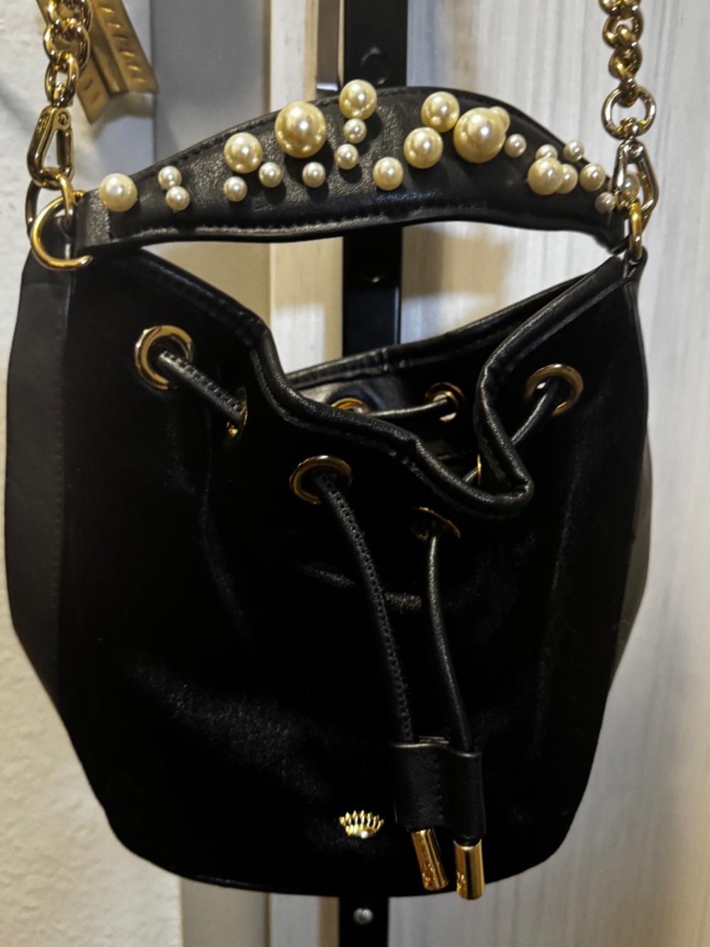 Juicy Couture Velvet Wilshire Woodlands Mini Bucket Bag - Pearl Handle Y2K